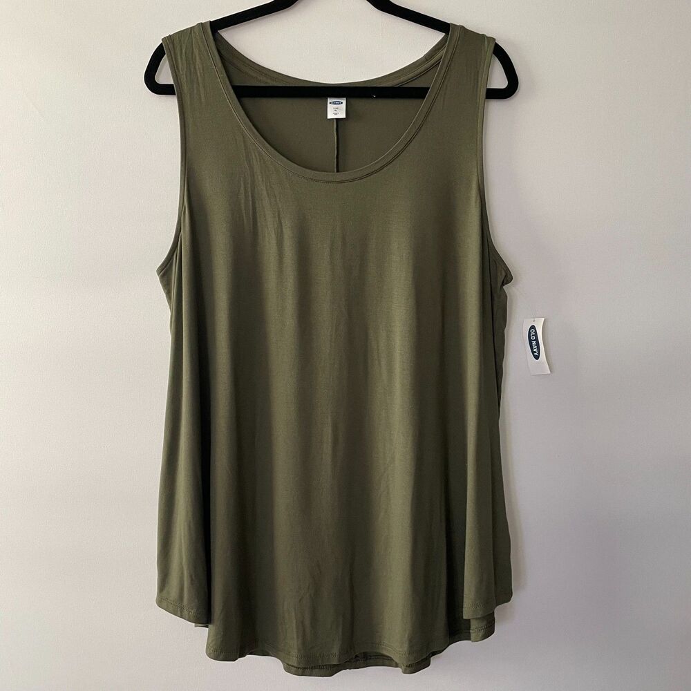 Old Navy Luxe Swing Tank Top Women XL Olive Green Sleeveless Flowy Stretch